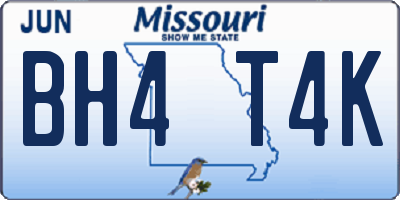 MO license plate BH4T4K