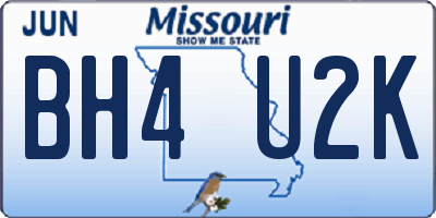 MO license plate BH4U2K