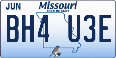 MO license plate BH4U3E