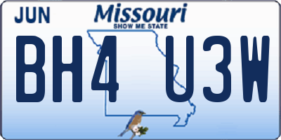 MO license plate BH4U3W