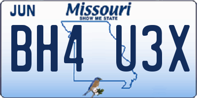 MO license plate BH4U3X