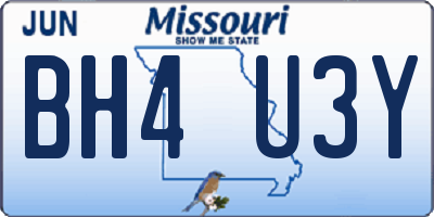 MO license plate BH4U3Y