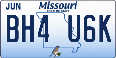 MO license plate BH4U6K