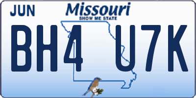 MO license plate BH4U7K
