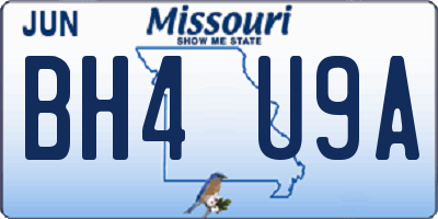 MO license plate BH4U9A