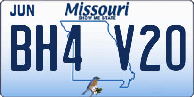 MO license plate BH4V2O