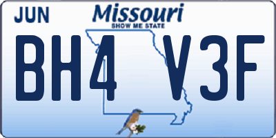 MO license plate BH4V3F