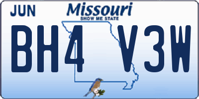 MO license plate BH4V3W