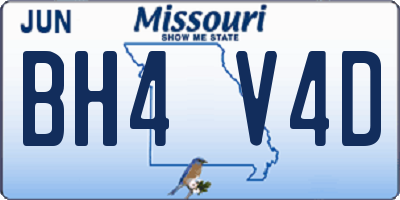 MO license plate BH4V4D