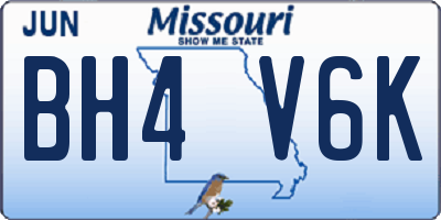 MO license plate BH4V6K