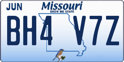 MO license plate BH4V7Z