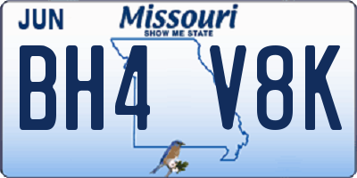 MO license plate BH4V8K