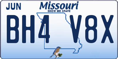 MO license plate BH4V8X
