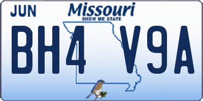 MO license plate BH4V9A
