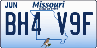 MO license plate BH4V9F