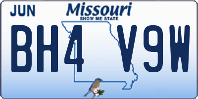MO license plate BH4V9W