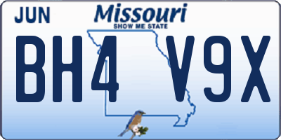 MO license plate BH4V9X