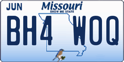 MO license plate BH4W0Q