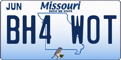 MO license plate BH4W0T