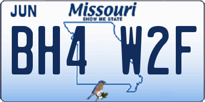 MO license plate BH4W2F