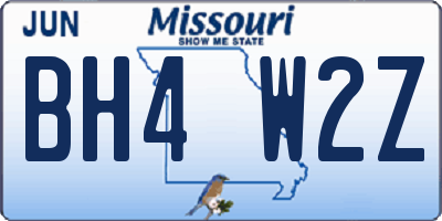 MO license plate BH4W2Z