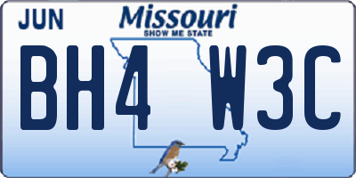 MO license plate BH4W3C