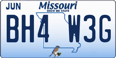 MO license plate BH4W3G