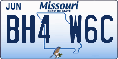MO license plate BH4W6C