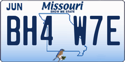 MO license plate BH4W7E