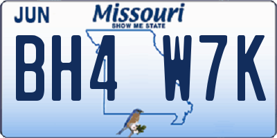 MO license plate BH4W7K