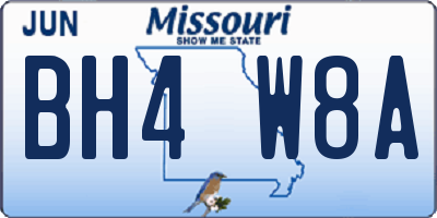 MO license plate BH4W8A