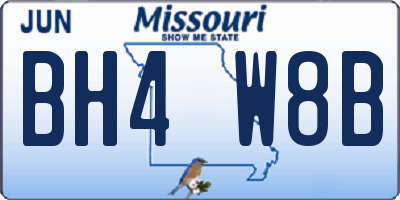 MO license plate BH4W8B