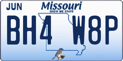 MO license plate BH4W8P