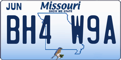 MO license plate BH4W9A