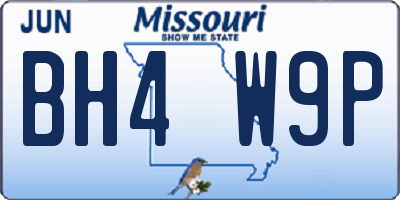 MO license plate BH4W9P