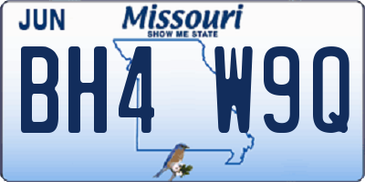 MO license plate BH4W9Q