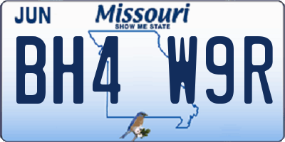 MO license plate BH4W9R
