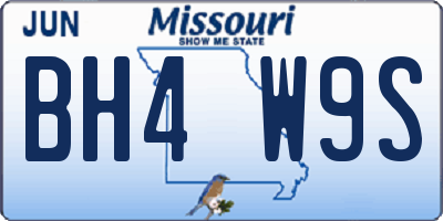MO license plate BH4W9S