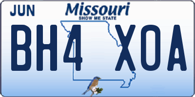 MO license plate BH4X0A