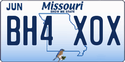 MO license plate BH4X0X