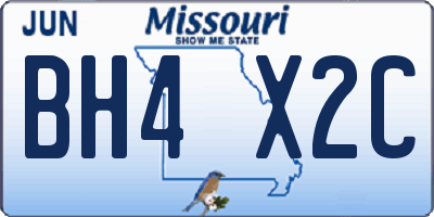 MO license plate BH4X2C