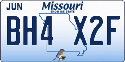 MO license plate BH4X2F