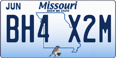 MO license plate BH4X2M