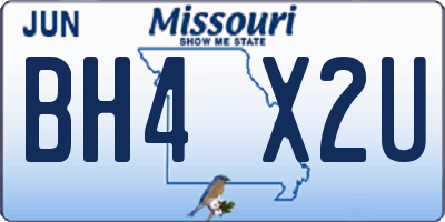 MO license plate BH4X2U