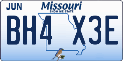 MO license plate BH4X3E
