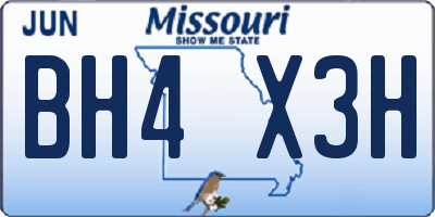 MO license plate BH4X3H