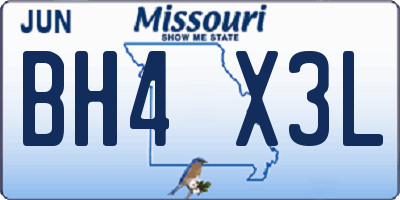 MO license plate BH4X3L