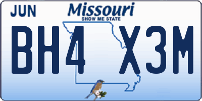 MO license plate BH4X3M