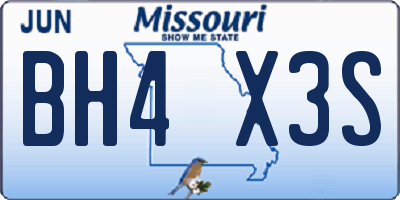 MO license plate BH4X3S