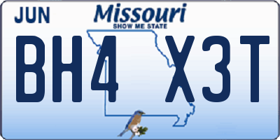 MO license plate BH4X3T